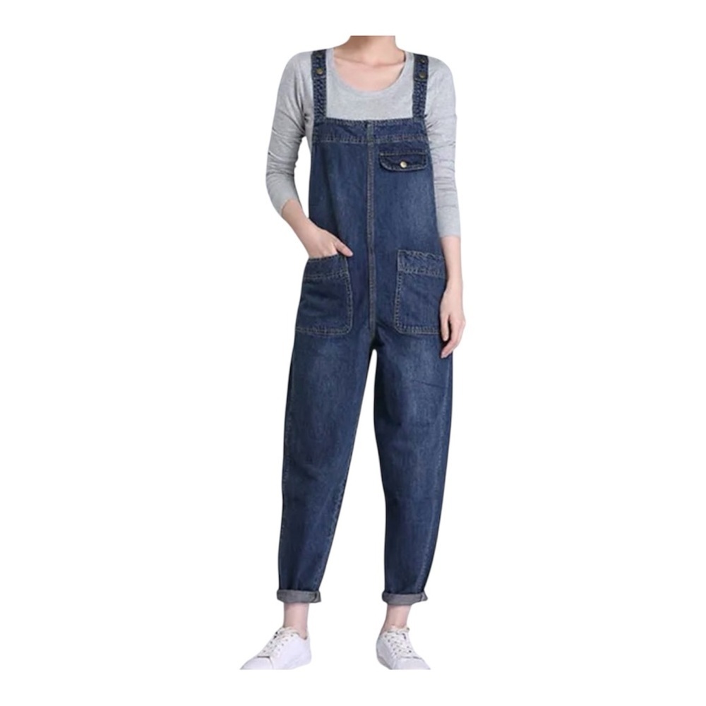 Denim Jumpsuit Loose Boyfriend Medium Blue Denim Harem style Leg Size M #00336